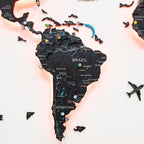 3D LED / LUMINOUS Wooden World Map 3.0 Midnight - SJB-DIAMOND ELITES