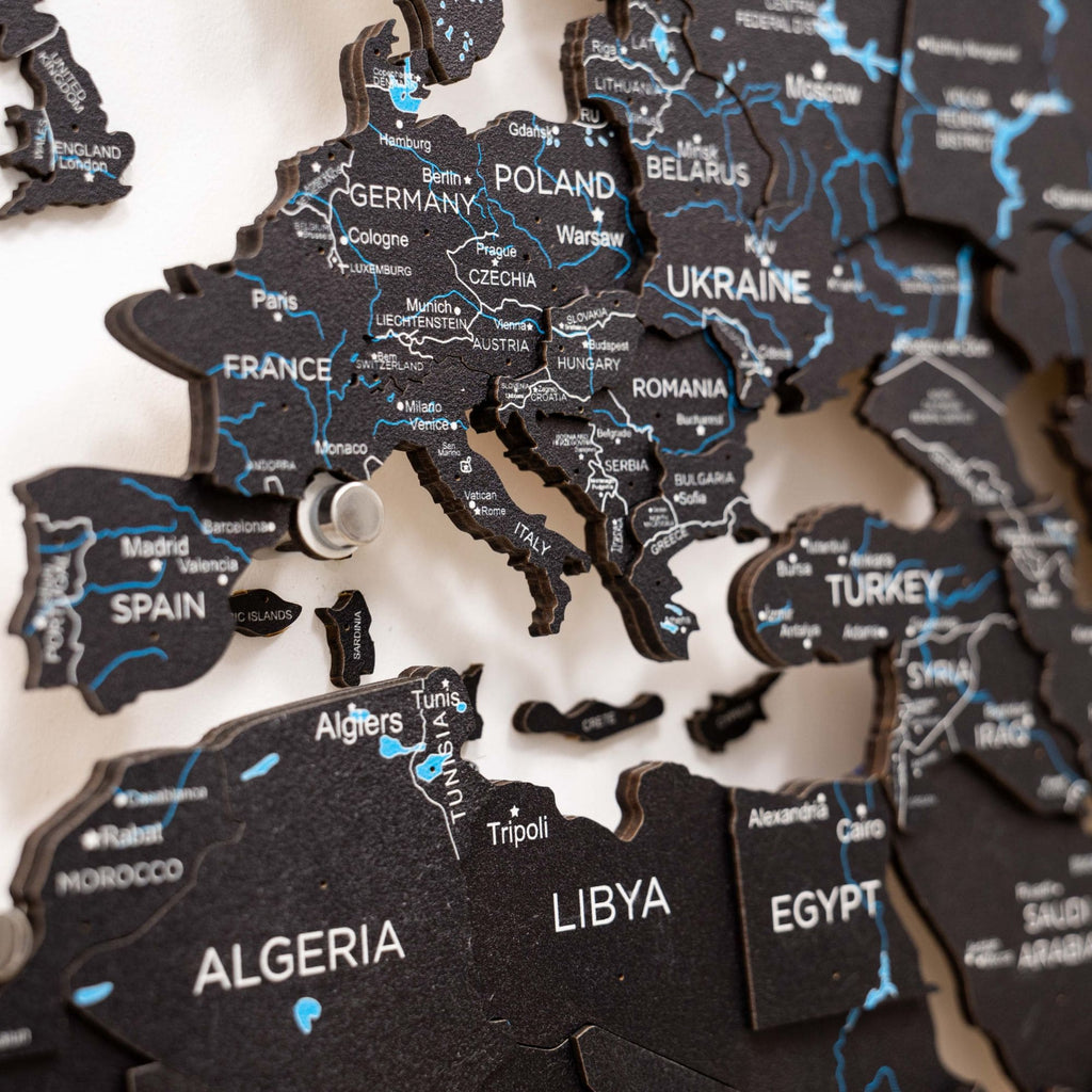 3D LED / LUMINOUS Wooden World Map 3.0 Midnight - SJB-DIAMOND ELITES