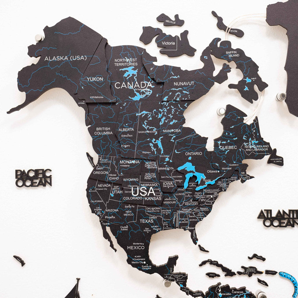 3D LED / LUMINOUS Wooden World Map 3.0 Midnight - SJB-DIAMOND ELITES