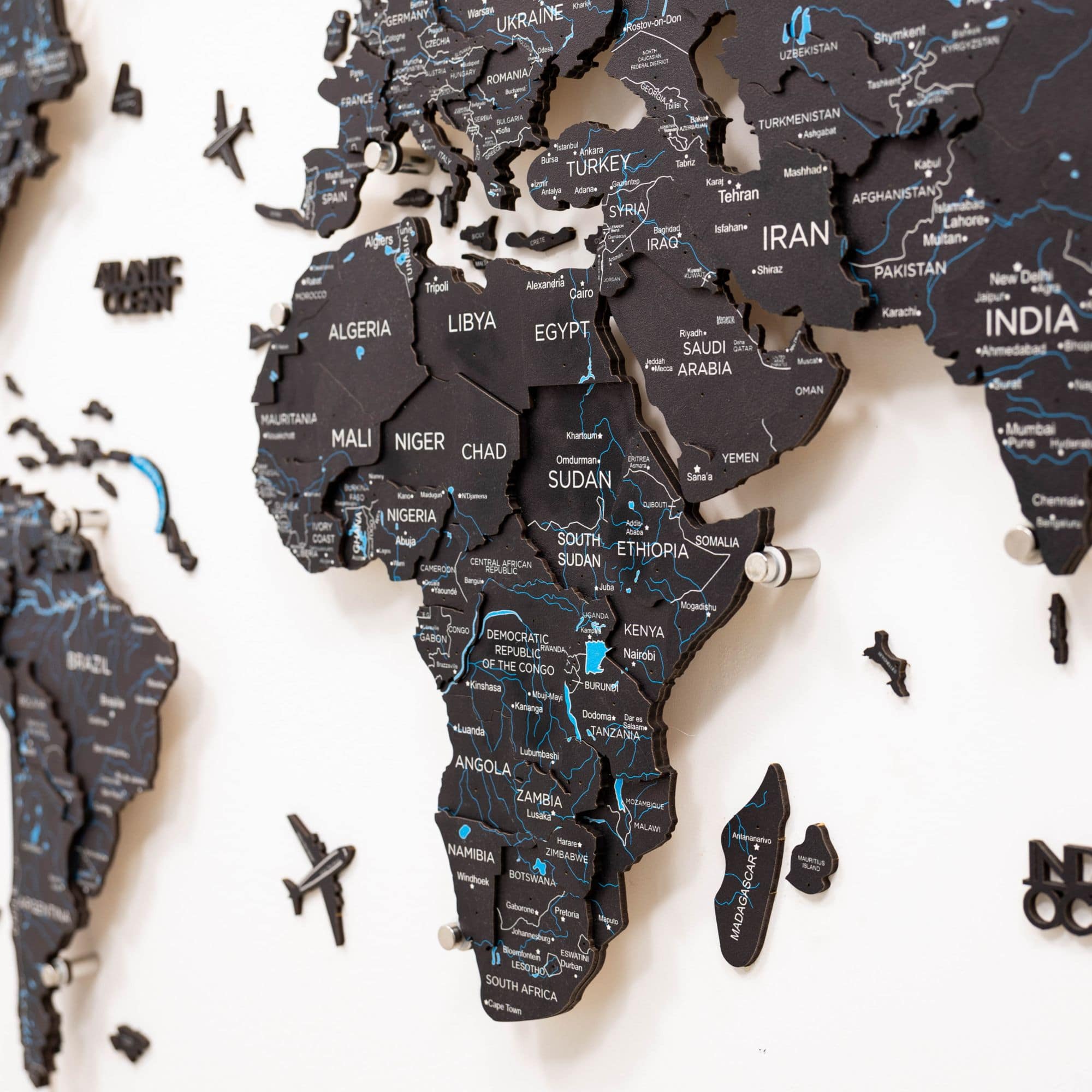 3D LED / LUMINOUS Wooden World Map 3.0 Midnight - SJB-DIAMOND ELITES