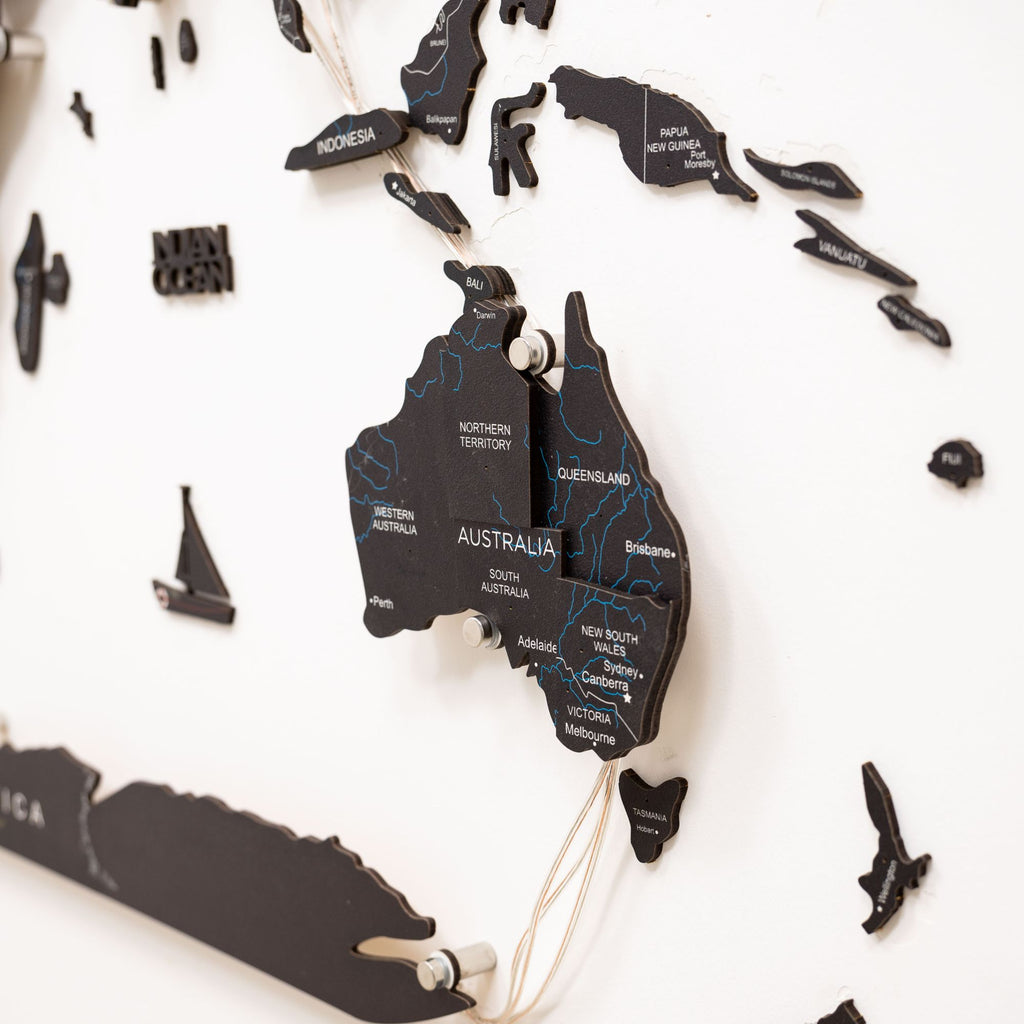 3D LED / LUMINOUS Wooden World Map 3.0 Midnight - SJB-DIAMOND ELITES