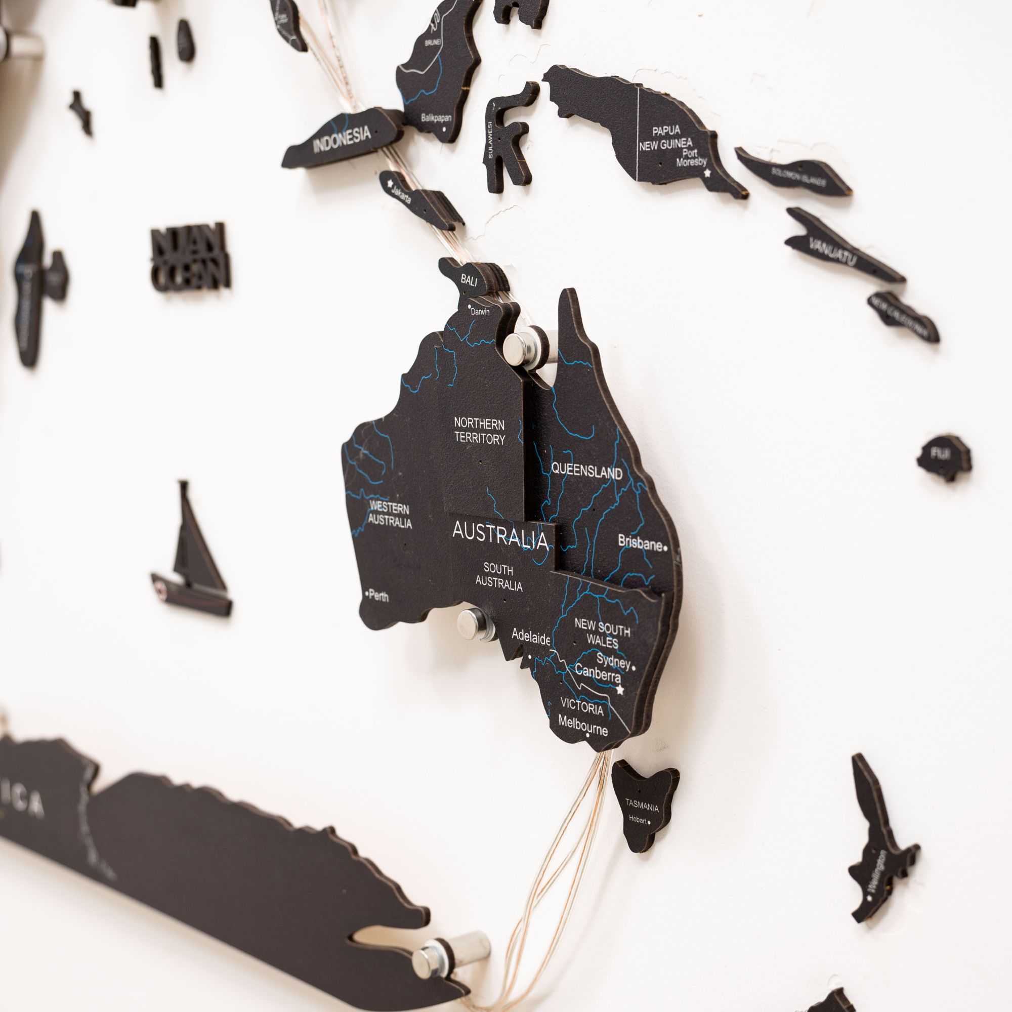 3D LED / LUMINOUS Wooden World Map 3.0 Midnight - SJB-DIAMOND ELITES