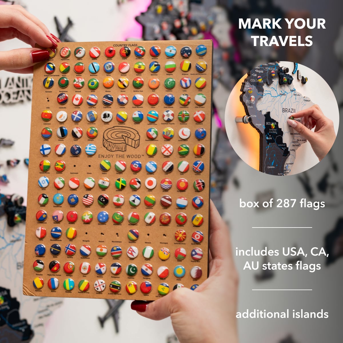 3D LED / LUMINOUS Wooden World Map 3.0 Nordik - SJB-DIAMOND ELITES