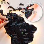 3D LED / LUMINOUS Wooden World Map 3.0 Space - SJB-DIAMOND ELITES