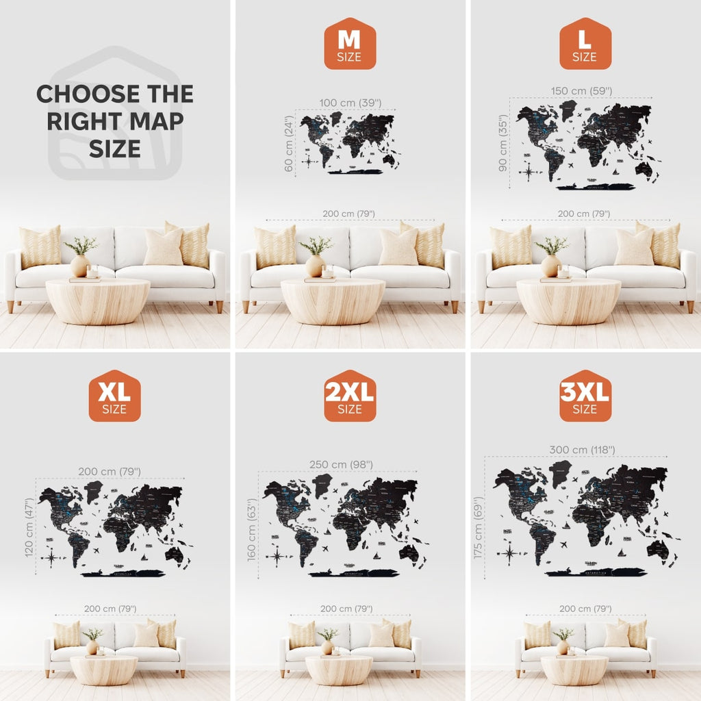3D Wooden World Map Midnight - SJB-DIAMOND ELITES