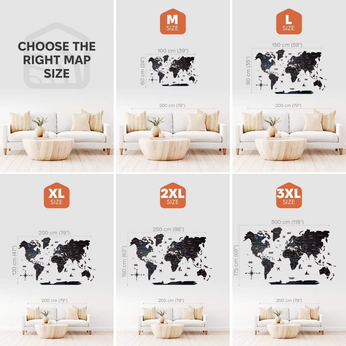3D Wooden World Map Midnight - SJB-DIAMOND ELITES