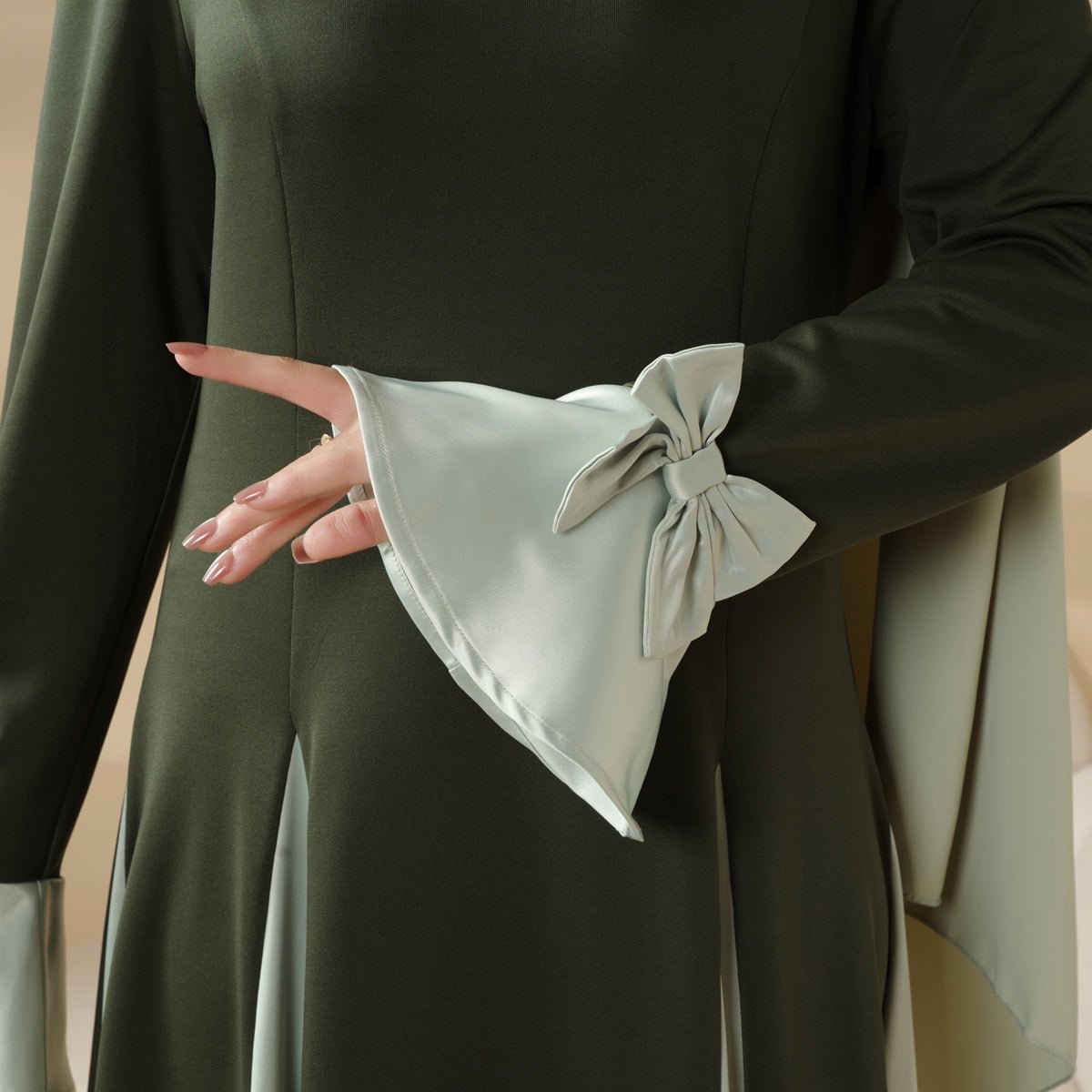 Milan Elegant Dual Tone Abaya Dress With Color Block Design (MA126)