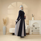 Milan Elegant Dual Tone Abaya Dress With Color Block Design (MA126)