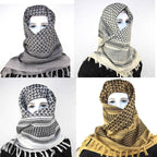 Military Arab Keffiyeh Shemagh Scarf Cotton Winter Shawl Neck Warmer Cover Head Wrap Windproof Tactical Camping Scarf Men Women Shemagh Keffiyeh Men Arab Kufiyah Keffiyeh Arabic Muslim Head Wrap Men Scarf Shawl Stevvex