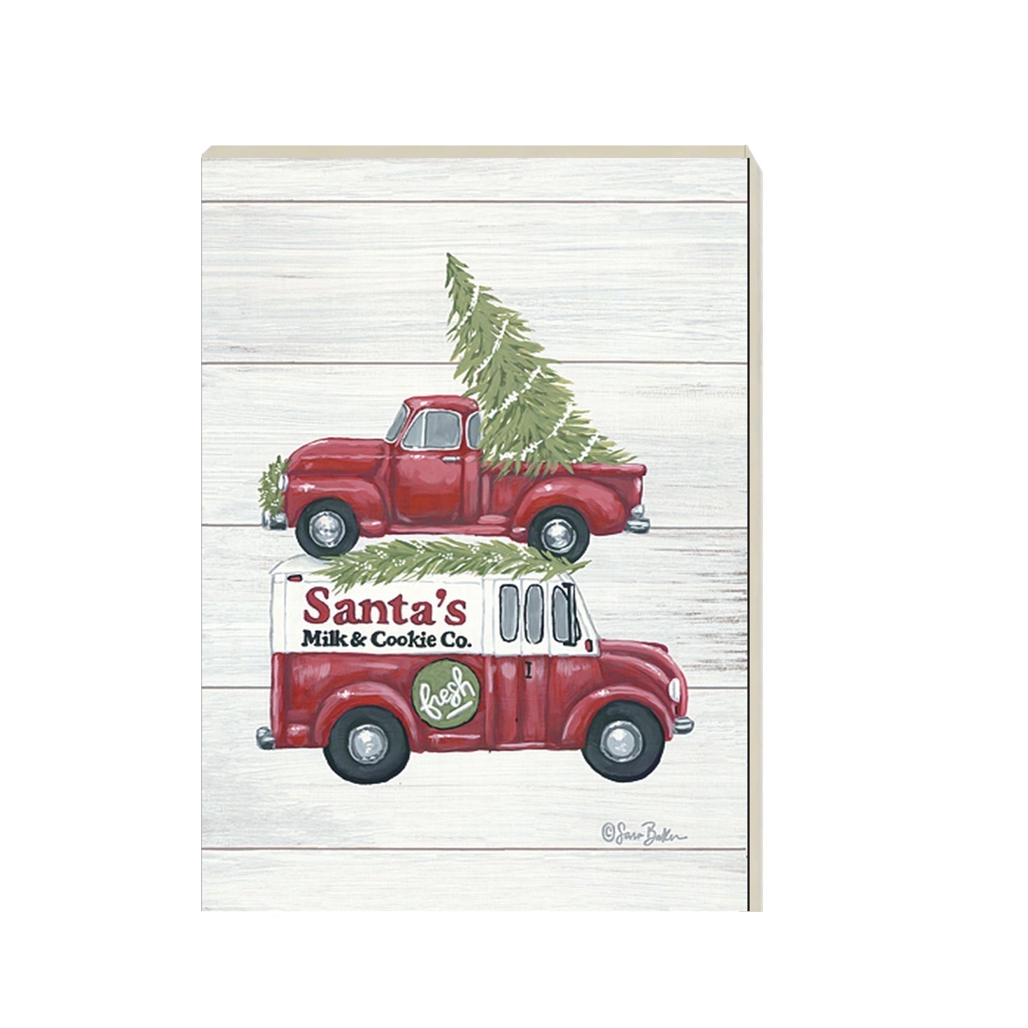 Santa Milk And Cookies Wooden Sign Christmas Eve Decor Rustic Bakery Holiday Kitchen Plaque BandsCo Straps