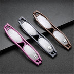 Mini Design Reading Glasses For Men Women Rotating Small Oval Presbyopia Eyewear Portable Unisex Reader Eyeglasses Mini Compact Slim Reading Glasses Lightweight Portable Readers Stevvex