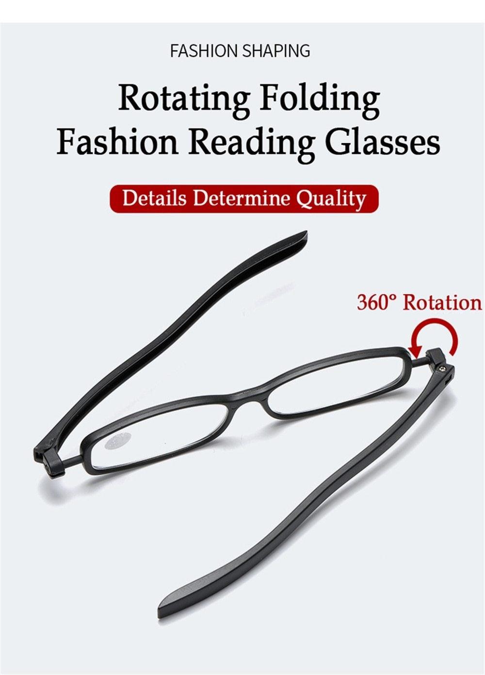 Mini Design Reading Glasses For Men Women Rotating Small Oval Presbyopia Eyewear Portable Unisex Reader Eyeglasses Mini Compact Slim Reading Glasses Lightweight Portable Readers Stevvex