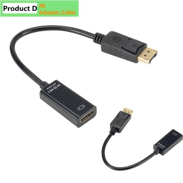 Mini DisplayPort To HDMI-compatible Adapter Male To Female Converter DP To HD Display Port 4K Cable Adapter Video Audio Compatible For PC And Laptop Stevvex