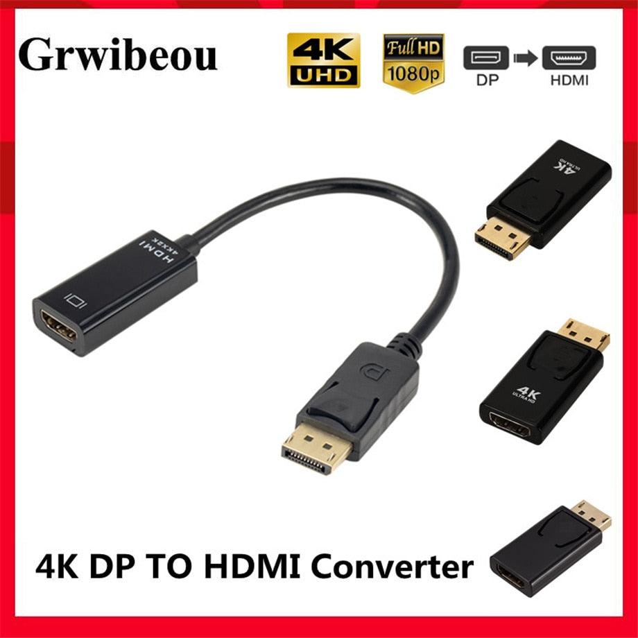 Mini DisplayPort To HDMI-compatible Adapter Male To Female Converter DP To HD Display Port 4K Cable Adapter Video Audio Compatible For PC And Laptop Stevvex