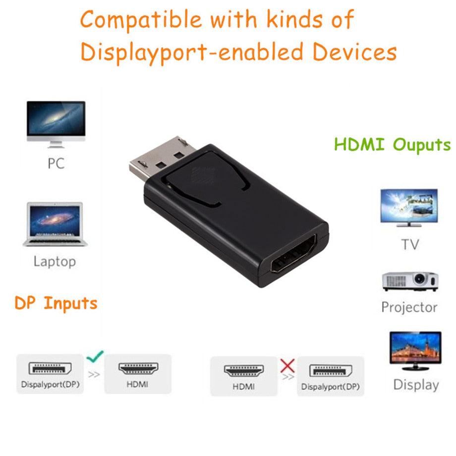 Mini DisplayPort To HDMI-compatible Adapter Male To Female Converter DP To HD Display Port 4K Cable Adapter Video Audio Compatible For PC And Laptop Stevvex
