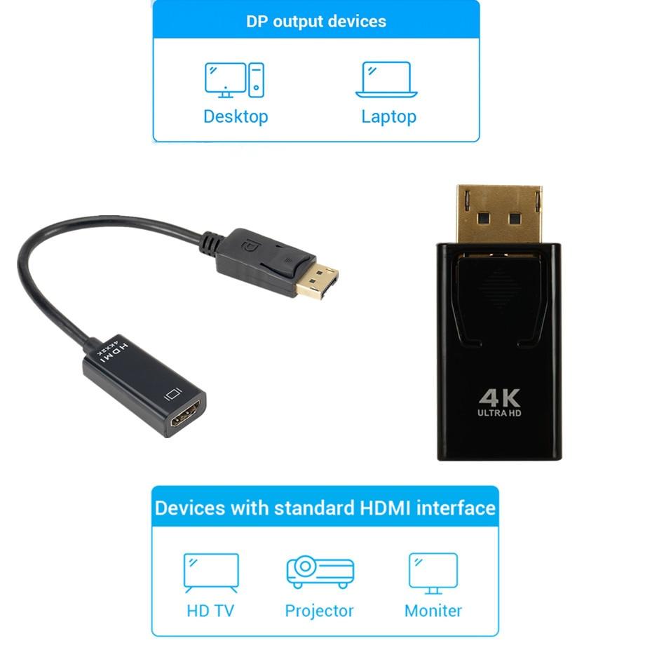 Mini DisplayPort To HDMI-compatible Adapter Male To Female Converter DP To HD Display Port 4K Cable Adapter Video Audio Compatible For PC And Laptop Stevvex