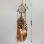Mini Dream Catcher With Natural Feather Wind Chime Hanging Handmade Lace Feathers Bead Dream Catcher Wind Chimes Hanging Home Room Decoration Car Pendant Ornament Craft Dreamcatcher For Gift Memorial Festival Photography