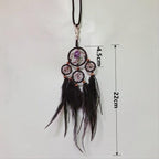 Mini Dream Catcher With Natural Feather Wind Chime Hanging Handmade Lace Feathers Bead Dream Catcher Wind Chimes Hanging Home Room Decoration Car Pendant Ornament Craft Dreamcatcher For Gift Memorial Festival Photography