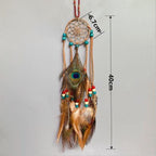 Mini Dream Catcher With Natural Feather Wind Chime Hanging Handmade Lace Feathers Bead Dream Catcher Wind Chimes Hanging Home Room Decoration Car Pendant Ornament Craft Dreamcatcher For Gift Memorial Festival Photography