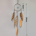 Mini Dream Catcher With Natural Feather Wind Chime Hanging Handmade Lace Feathers Bead Dream Catcher Wind Chimes Hanging Home Room Decoration Car Pendant Ornament Craft Dreamcatcher For Gift Memorial Festival Photography