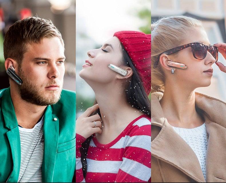 Mini Driving Wireless Music Earphone Noise Cancelling Design Handsfree Earphone With Microphone Super Long Standby Time Portable Lightweight Small Single Headphone With Headset Case Stevvex
