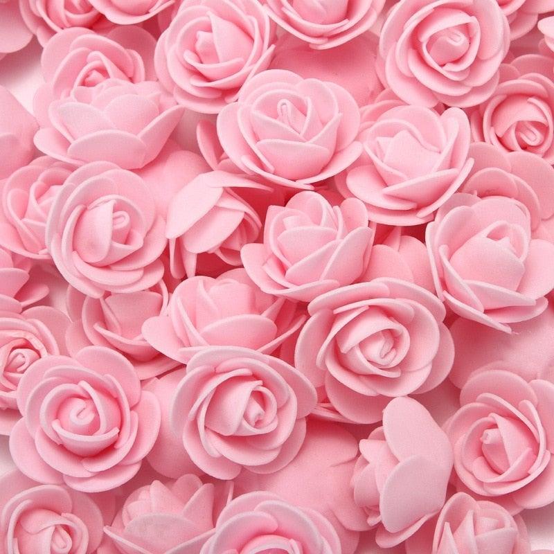 Mini Fake Rose Flower Heads 50/100/200 Pieces Teddy Bear of Roses 3cm Foam Wedding Flowers Accessories Make Bridal Hair Clips Headbands Dress Stevvex