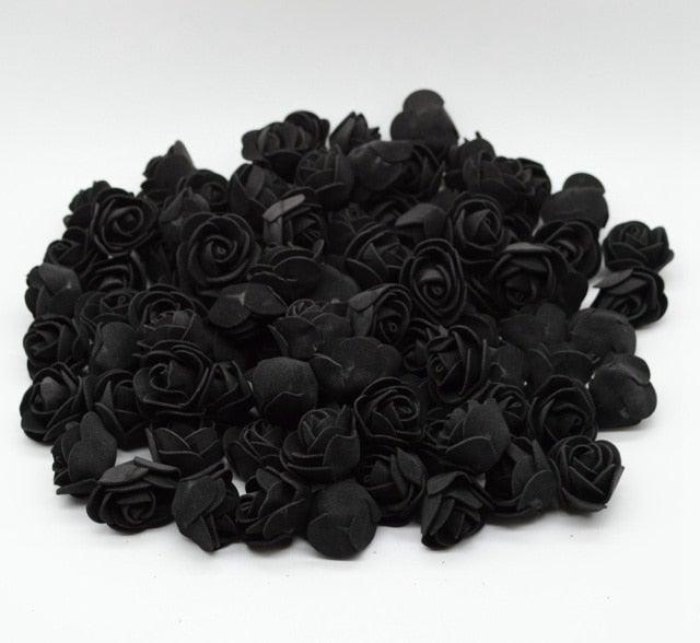 Mini Fake Rose Flower Heads 50/100/200 Pieces Teddy Bear of Roses 3cm Foam Wedding Flowers Accessories Make Bridal Hair Clips Headbands Dress Stevvex