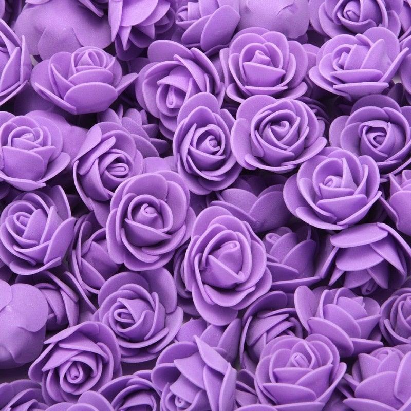 Mini Fake Rose Flower Heads 50/100/200 Pieces Teddy Bear of Roses 3cm Foam Wedding Flowers Accessories Make Bridal Hair Clips Headbands Dress Stevvex