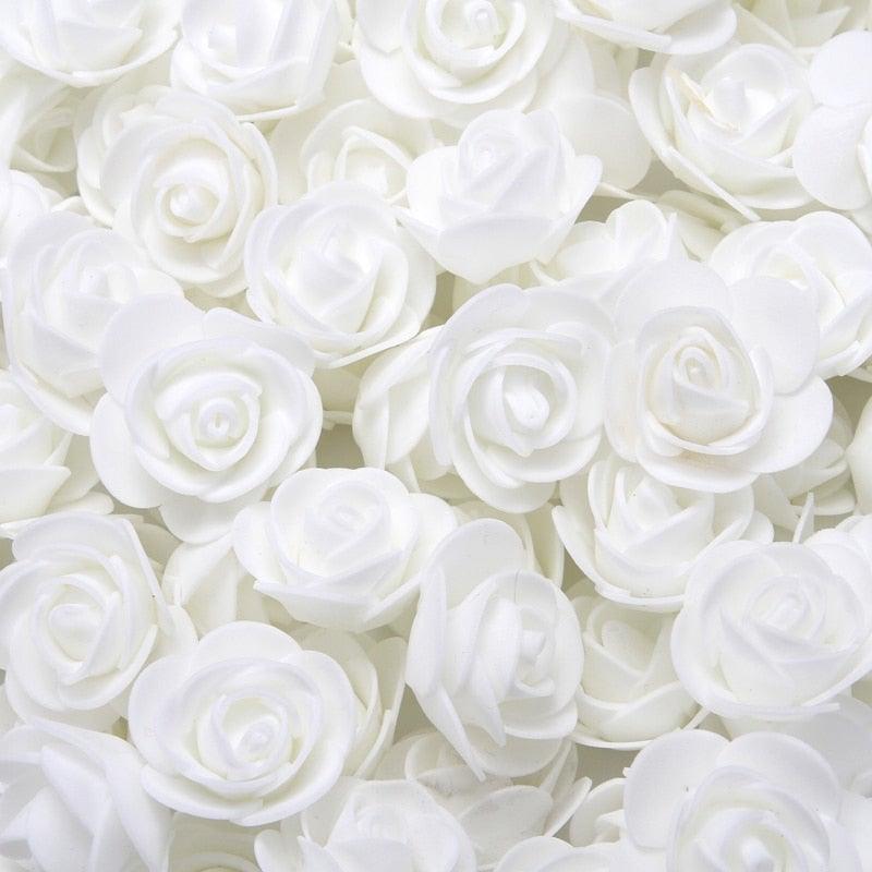 Mini Fake Rose Flower Heads 50/100/200 Pieces Teddy Bear of Roses 3cm Foam Wedding Flowers Accessories Make Bridal Hair Clips Headbands Dress Stevvex