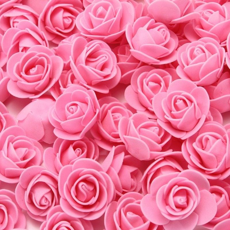 Mini Fake Rose Flower Heads 50/100/200 Pieces Teddy Bear of Roses 3cm Foam Wedding Flowers Accessories Make Bridal Hair Clips Headbands Dress Stevvex
