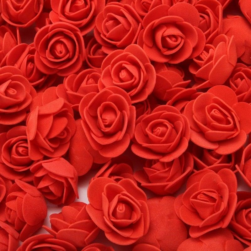 Mini Fake Rose Flower Heads 50/100/200 Pieces Teddy Bear of Roses 3cm Foam Wedding Flowers Accessories Make Bridal Hair Clips Headbands Dress Stevvex