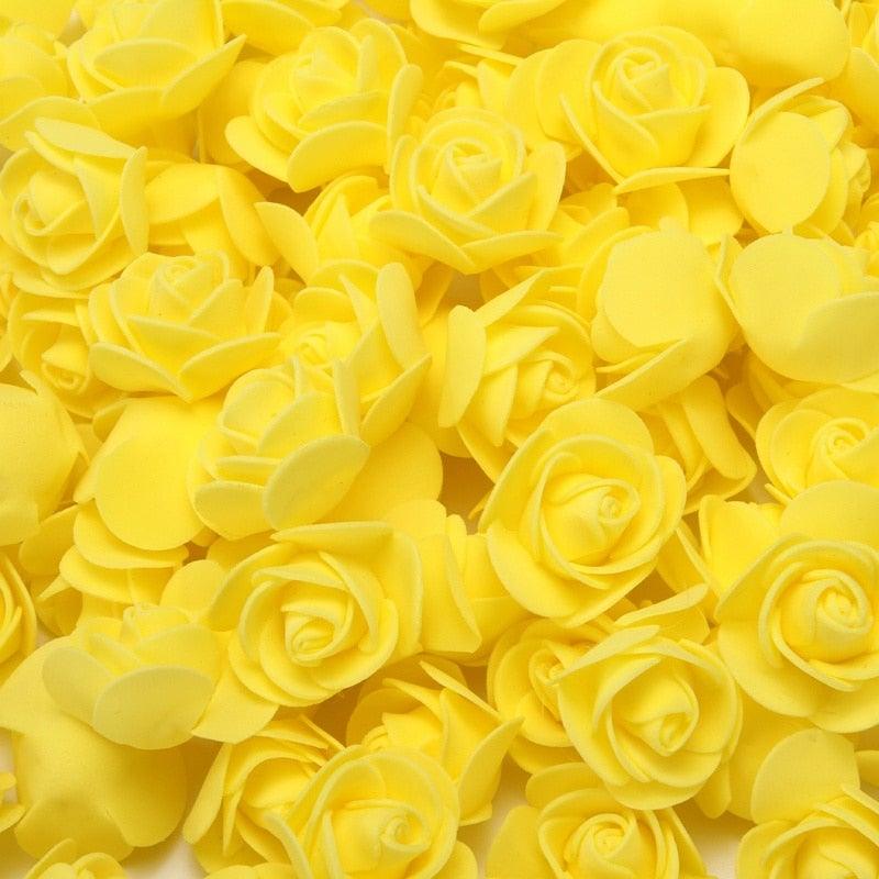 Mini Fake Rose Flower Heads 50/100/200 Pieces Teddy Bear of Roses 3cm Foam Wedding Flowers Accessories Make Bridal Hair Clips Headbands Dress Stevvex