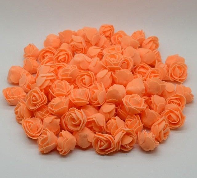 Mini Fake Rose Flower Heads 50/100/200 Pieces Teddy Bear of Roses 3cm Foam Wedding Flowers Accessories Make Bridal Hair Clips Headbands Dress Stevvex