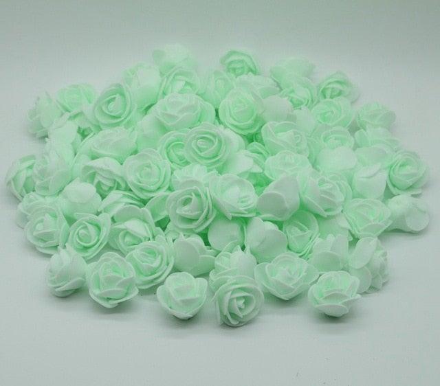 Mini Fake Rose Flower Heads 50/100/200 Pieces Teddy Bear of Roses 3cm Foam Wedding Flowers Accessories Make Bridal Hair Clips Headbands Dress Stevvex