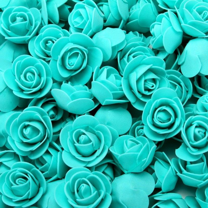 Mini Fake Rose Flower Heads 50/100/200 Pieces Teddy Bear of Roses 3cm Foam Wedding Flowers Accessories Make Bridal Hair Clips Headbands Dress Stevvex