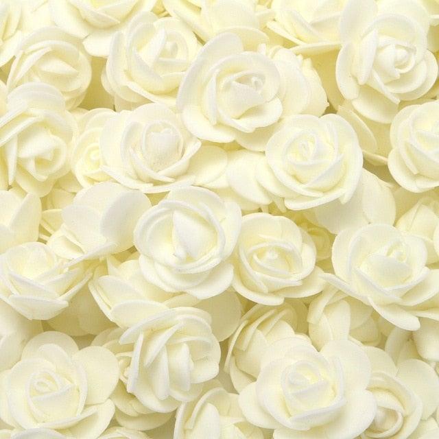Mini Fake Rose Flower Heads 50/100/200 Pieces Teddy Bear of Roses 3cm Foam Wedding Flowers Accessories Make Bridal Hair Clips Headbands Dress Stevvex