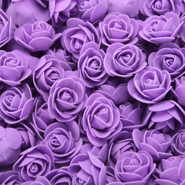 Mini Fake Rose Flower Heads 50/100/200 Pieces Teddy Bear of Roses 3cm Foam Wedding Flowers Accessories Make Bridal Hair Clips Headbands Dress Stevvex