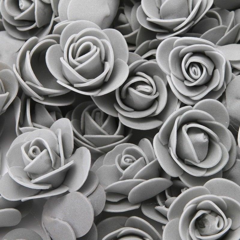 Mini Fake Rose Flower Heads 50/100/200 Pieces Teddy Bear of Roses 3cm Foam Wedding Flowers Accessories Make Bridal Hair Clips Headbands Dress Stevvex