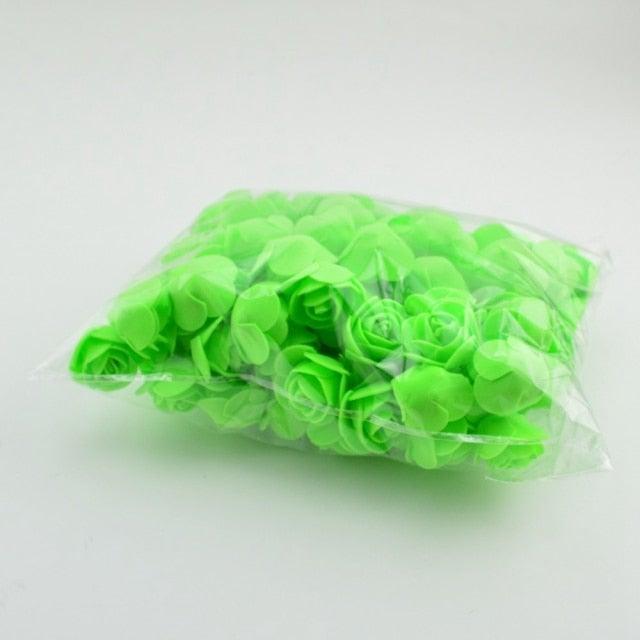 Mini Fake Rose Flower Heads 50/100/200 Pieces Teddy Bear of Roses 3cm Foam Wedding Flowers Accessories Make Bridal Hair Clips Headbands Dress Stevvex