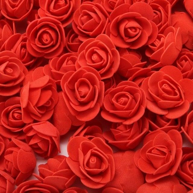 Mini Fake Rose Flower Heads 50/100/200 Pieces Teddy Bear of Roses 3cm Foam Wedding Flowers Accessories Make Bridal Hair Clips Headbands Dress Stevvex