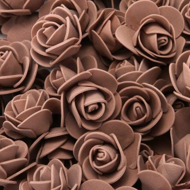 Mini Fake Rose Flower Heads 50/100/200 Pieces Teddy Bear of Roses 3cm Foam Wedding Flowers Accessories Make Bridal Hair Clips Headbands Dress Stevvex