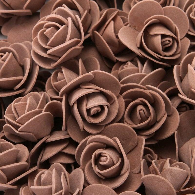 Mini Fake Rose Flower Heads 50/100/200 Pieces Teddy Bear of Roses 3cm Foam Wedding Flowers Accessories Make Bridal Hair Clips Headbands Dress Stevvex