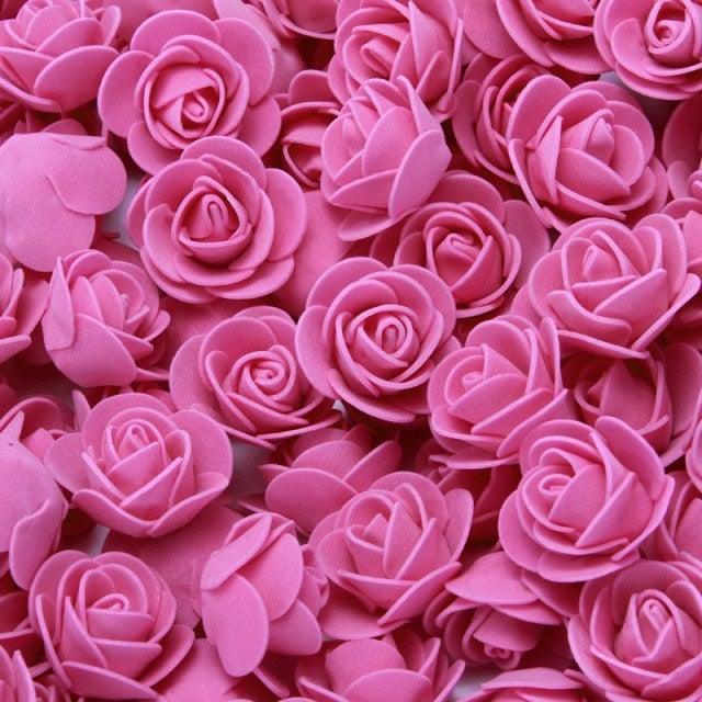 Mini Fake Rose Flower Heads 50/100/200 Pieces Teddy Bear of Roses 3cm Foam Wedding Flowers Accessories Make Bridal Hair Clips Headbands Dress Stevvex