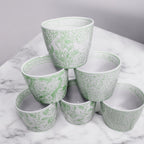 Mini Green Porcelain Cachepots Set Of 6 Hand-Painted Decorative Planters