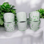 Mini Green Porcelain Cachepots Set Of 6 Hand-Painted Decorative Planters