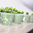 Mini Green Porcelain Cachepots Set Of 6 Hand-Painted Decorative Planters