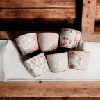 Mini Pink Hand-Painted Porcelain Cachepots Set Of 6 Decorative Planters BandsCo Straps