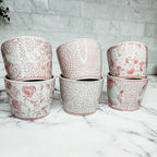 Mini Pink Hand-Painted Porcelain Cachepots Set Of 6 Decorative Planters BandsCo Straps