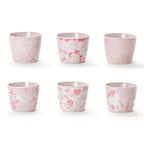 Mini Pink Hand-Painted Porcelain Cachepots Set Of 6 Decorative Planters BandsCo Straps