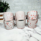 Mini Pink Hand-Painted Porcelain Cachepots Set Of 6 Decorative Planters BandsCo Straps